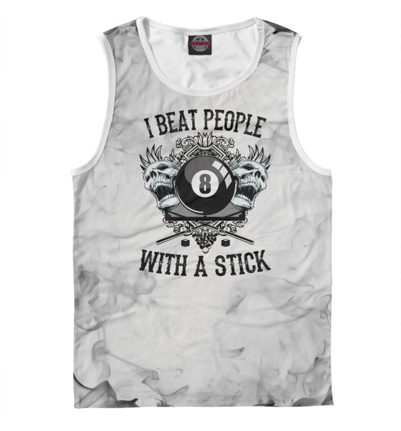 Майка для мальчика с изображением I Beat People Whith a Stick цвета Белый