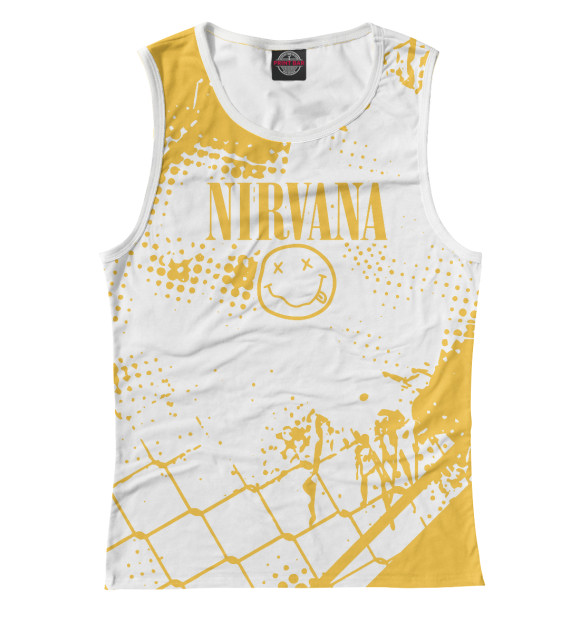 Женская майка с притом Nirvana (yellow) цвета Белый Женская майка с изображением Nirvana (yellow) цвета Белый