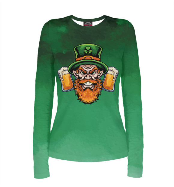 Женский лонгслив с изображением Patrick's Day цвета Белый
