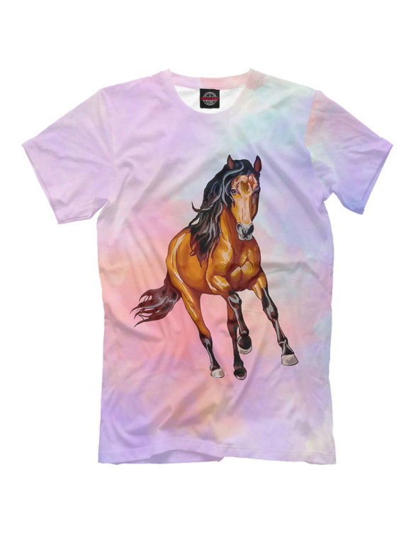 Мужская футболка с изображением Лошадь цвета Белый