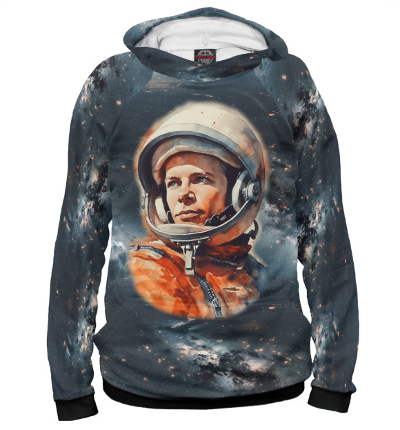 Женское худи с изображением Космонавт в скафандре цвета Белый