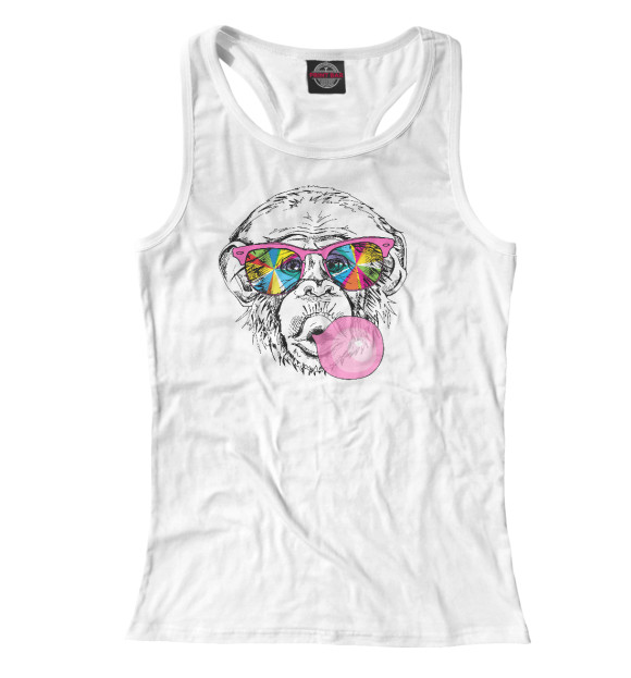 Женская майка-борцовка с изображением Monkey цвета Белый