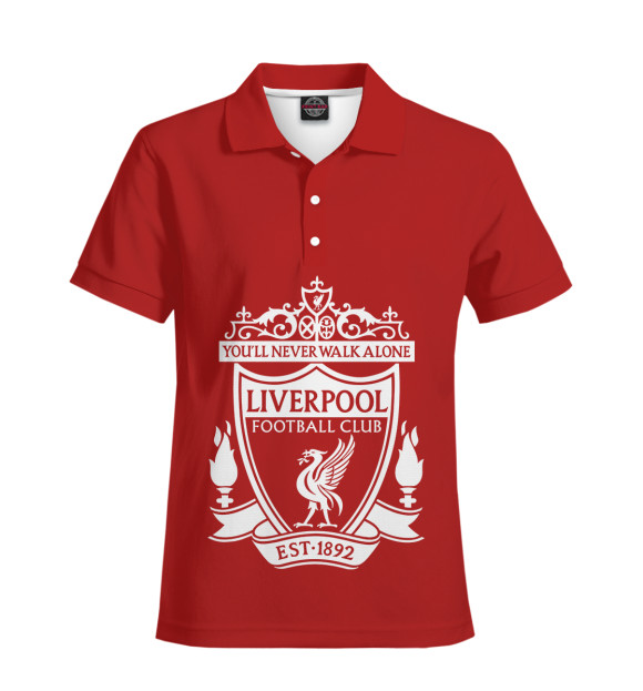 Мужское поло с изображением Liverpool FC Logo цвета Белый