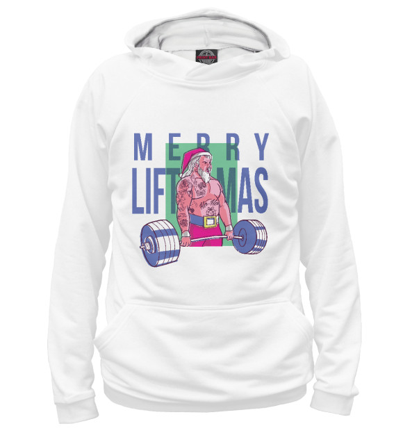 Мужское худи с изображением Merry liftmas цвета Белый