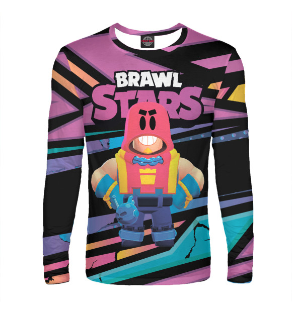 Мужской лонгслив с притом Grom BrawlStars Гром бравл цвета Белый Мужской лонгслив с изображением Grom BrawlStars Гром бравл цвета Белый