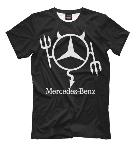 Мужская футболка с изображением Mercedes-Benz (Чёртик) цвета Белый
