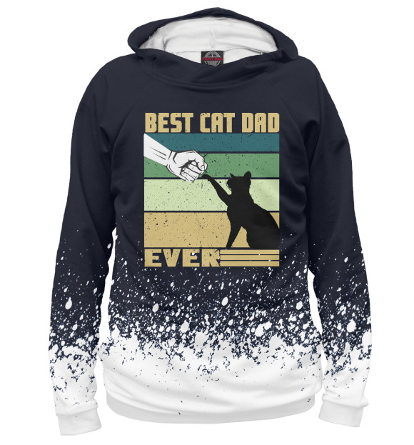 Женское худи с изображением Best Cat Dad Ever цвета Белый