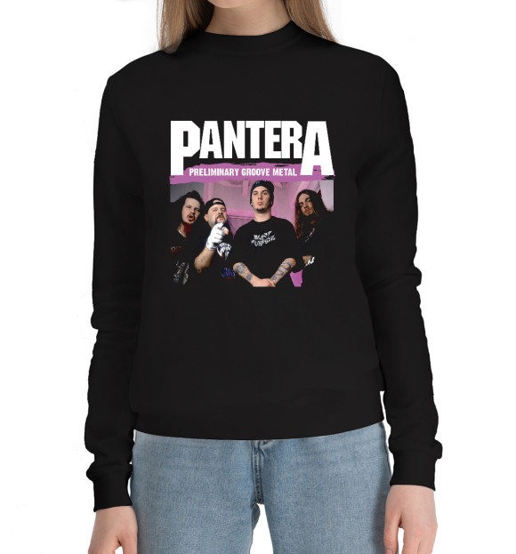 Женский хлопковый свитшот с изображением Pantera цвета Черный