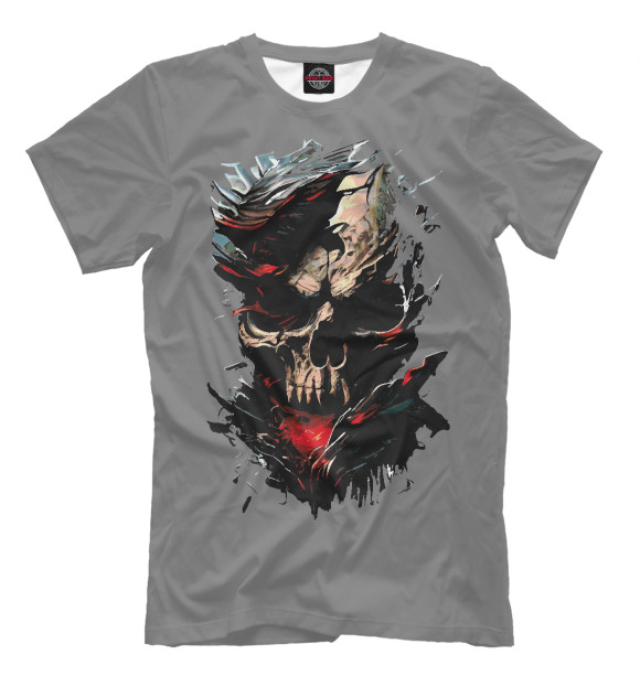 Футболка для мальчиков с изображением Skull on gray background цвета Белый