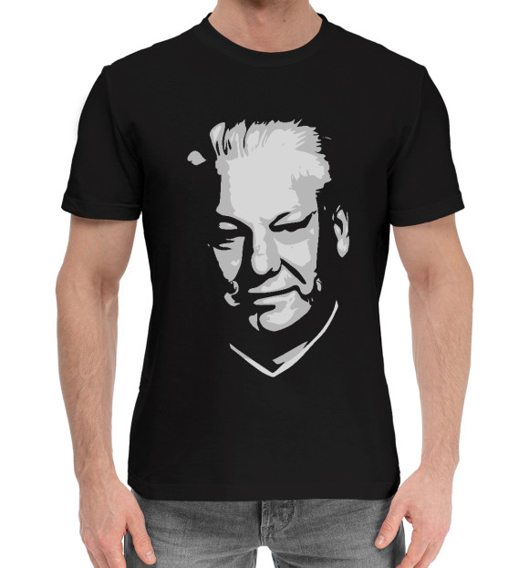 Мужская хлопковая футболка с изображением Борис Ельцин цвета Черный
