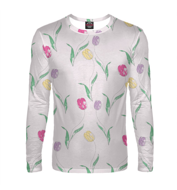 Мужской лонгслив с изображением Цвета весны цвета Белый