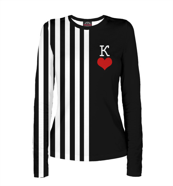 Женский лонгслив с изображением Король Покера цвета Белый