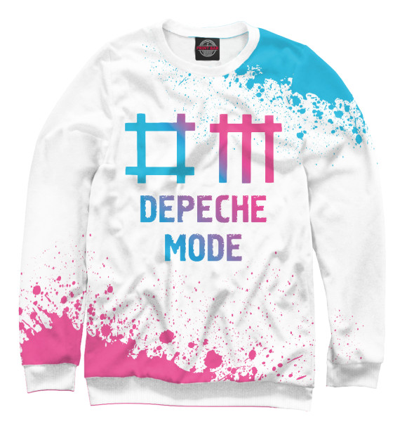 Женский свитшот с изображением Depeche Mode Neon Gradient цвета Белый