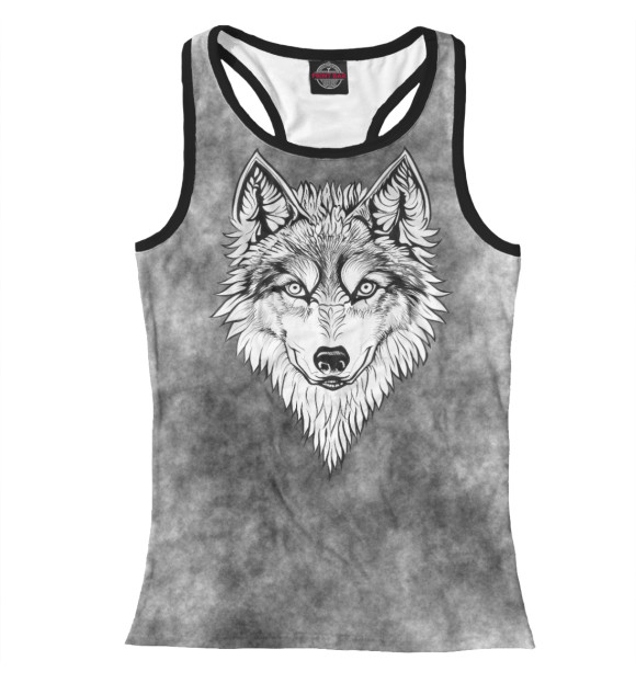 Женская майка-борцовка с изображением Волчий мотив цвета Белый