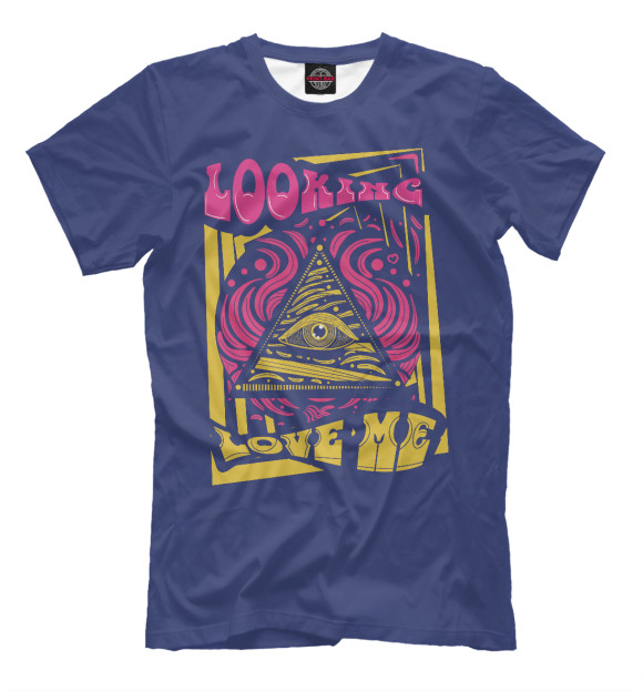 Мужская футболка с изображением Looking love me цвета Белый