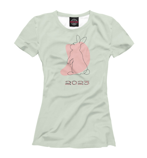 Женская футболка с изображением Милый кролик 2023 цвета Белый