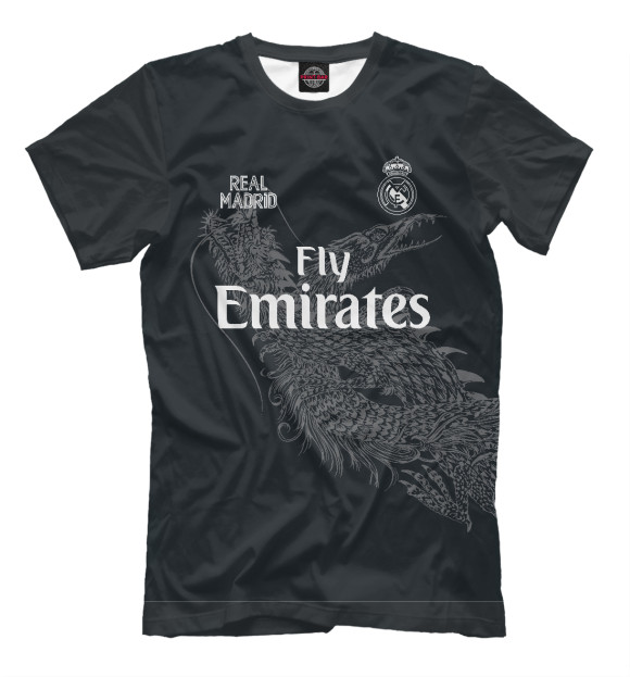 Мужская футболка с изображением Real Madrid dragon цвета Белый