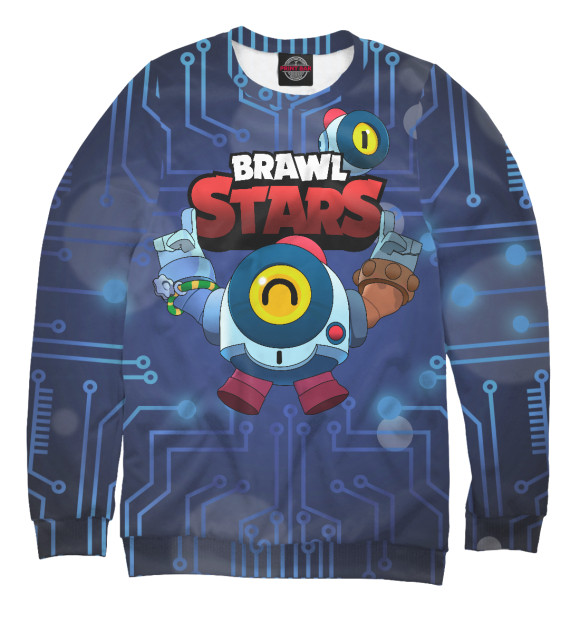Мужской свитшот с изображением Brawl Stars Nani цвета Белый