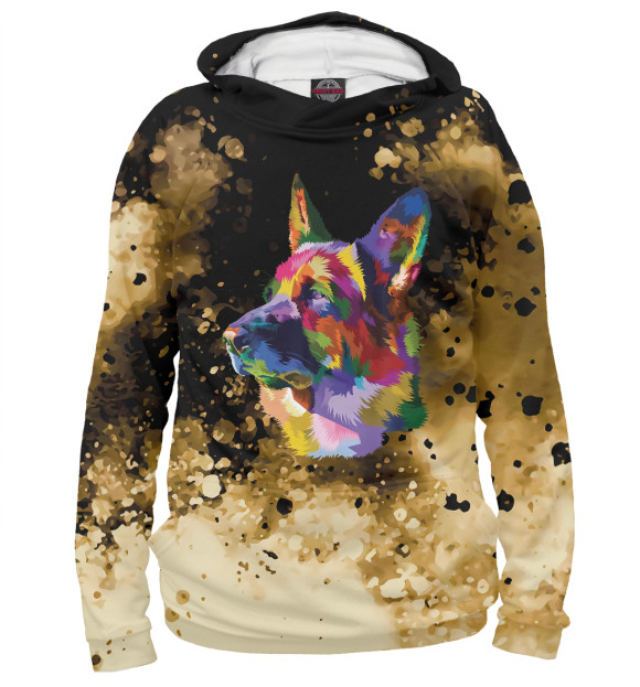 Мужское худи с изображением Colorful German Shepherd цвета Белый