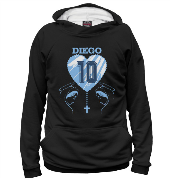 Женское худи с изображением Diego Maradona цвета Белый