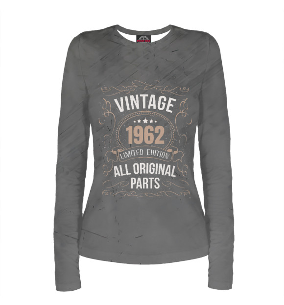 Женский лонгслив с изображением Vintage 1962 цвета Белый