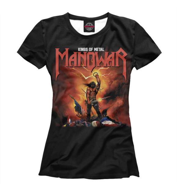 Футболка для девочек с изображением Manowar цвета Белый