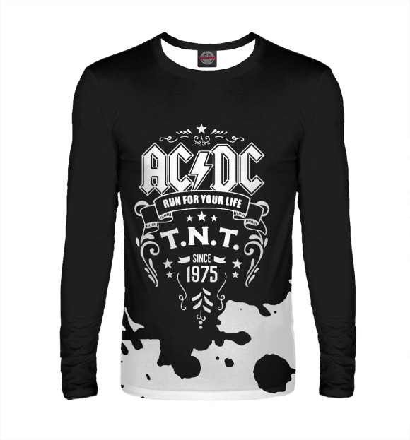 Мужской лонгслив с изображением AC/DC цвета Белый