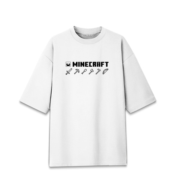 Женская футболка оверсайз с притом Minecraft Hemlet цвета Белый Женская футболка оверсайз с изображением Minecraft Hemlet цвета Белый