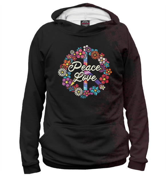 Женское худи с изображением Floral Peace Love цвета Белый