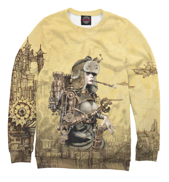 Женский свитшот с изображением Steampunk / Cool girl / Surrealism цвета Белый