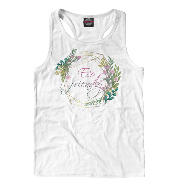 Мужская майка-борцовка с изображением Eco Friendly цвета Белый