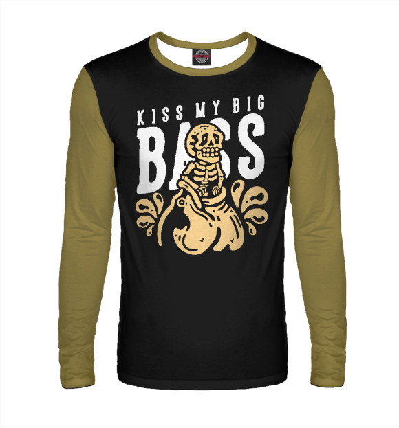 Мужской лонгслив с изображением Поцелуй мой большой BASS цвета Белый