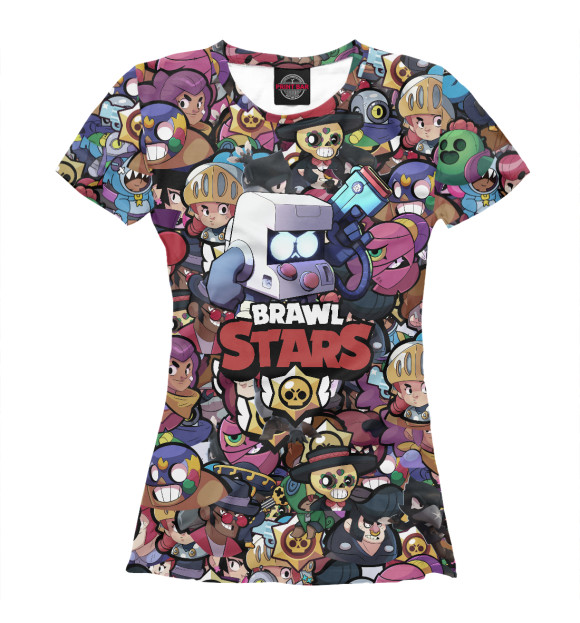 Женская футболка с изображением Brawl Stars: 8Bit цвета Белый