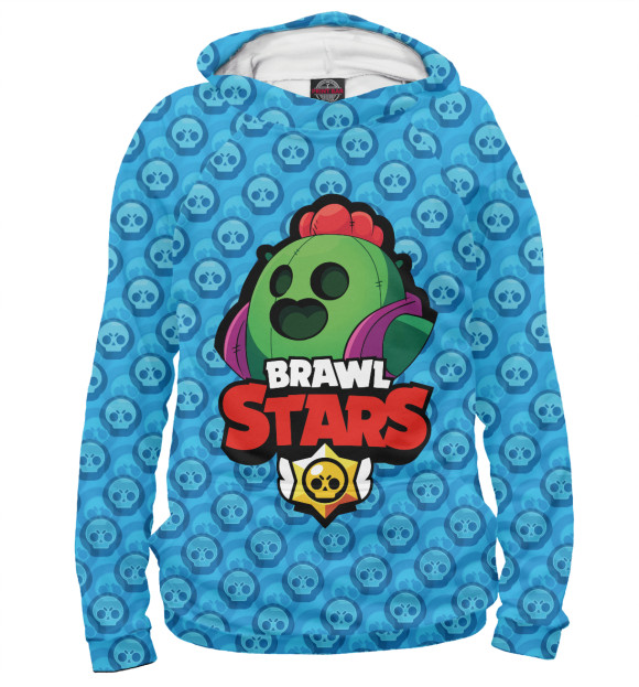 Мужское худи с изображением Brawl Stars Spike цвета Белый