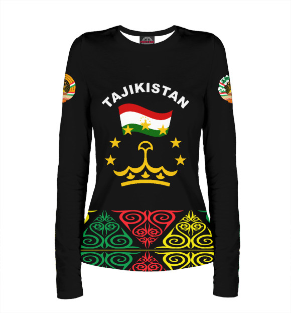 Женский лонгслив с изображением Tajikistan цвета Белый