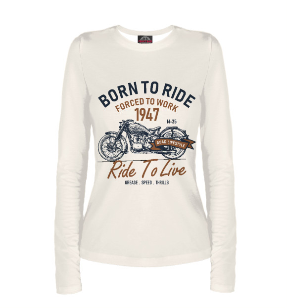 Женский лонгслив с изображением Прирожденный ездок цвета Белый