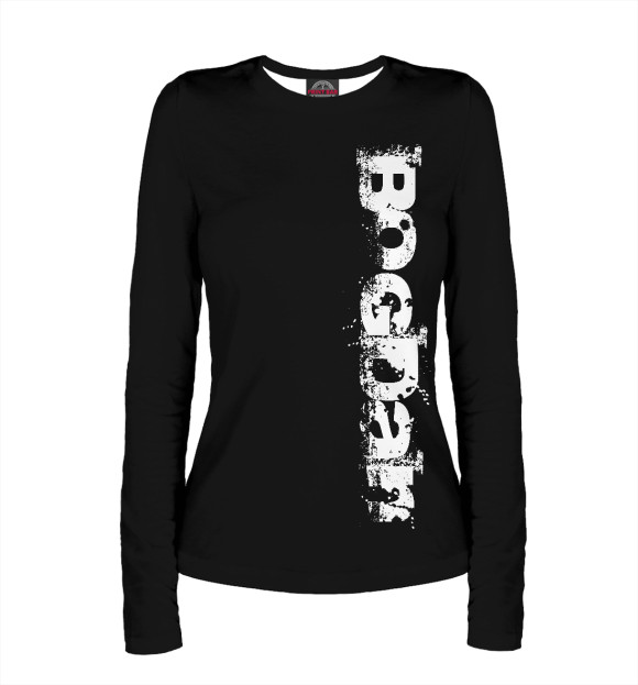 Женский лонгслив с изображением Богдан (брызги красок) цвета Белый