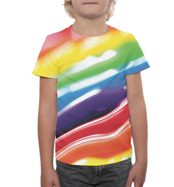 Футболка для мальчиков с изображением Радужные цвета Белый