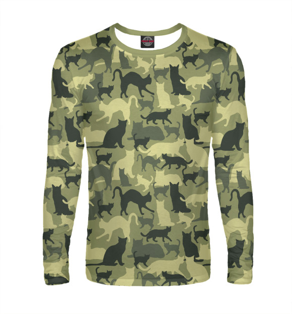 Мужской лонгслив с изображением Кошечки цвета Белый