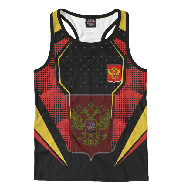 Мужская майка-борцовка с изображением Герб на абстрактном фоне цвета Белый