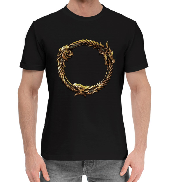 Мужская хлопковая футболка с изображением The Elder Scrolls цвета Черный