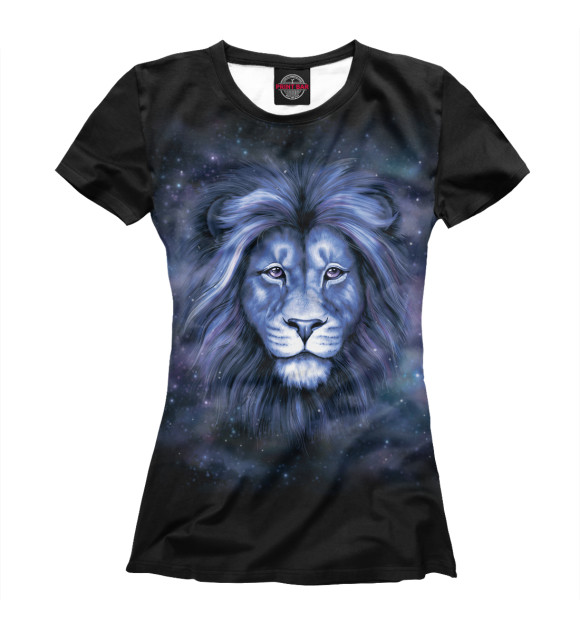 Женская футболка с изображением Космический лев цвета Белый