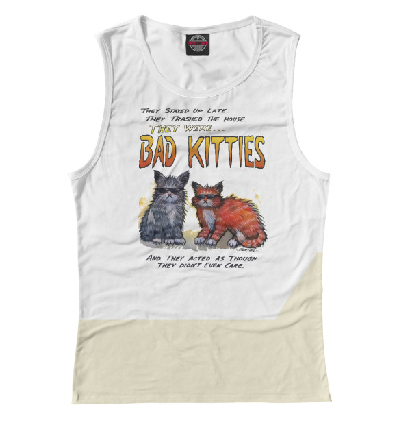 Женская майка с изображением Bad Kitties цвета Белый
