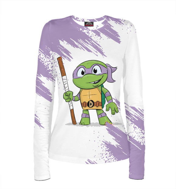 Женский лонгслив с изображением Черепашки-ниндзя Донателло цвета Белый