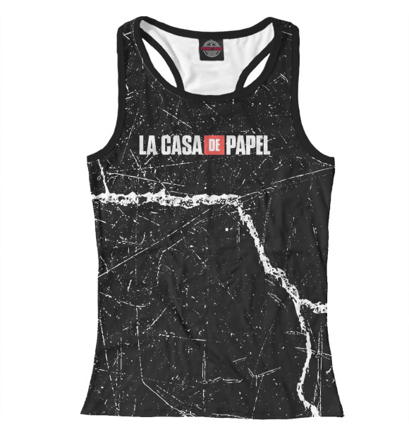 Женская майка-борцовка с изображением Бумажный Дом цвета Белый