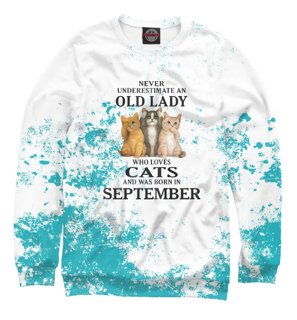 Свитшот для девочек с изображением Lady loves cats цвета Белый