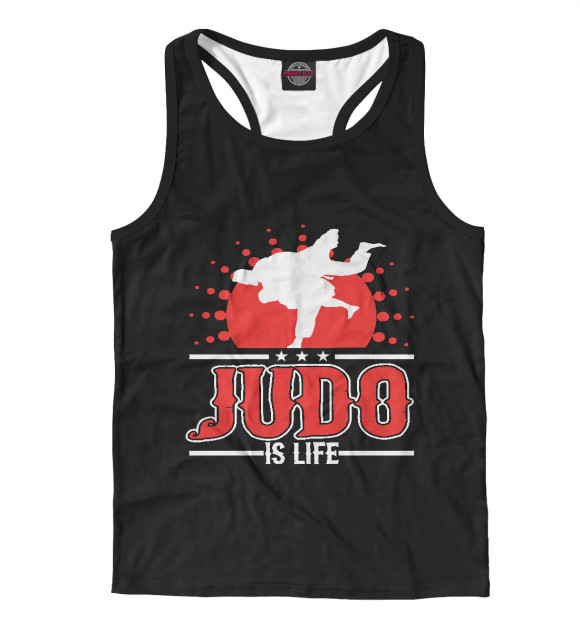 Мужская майка-борцовка с изображением Дзюдо это жизнь цвета Белый