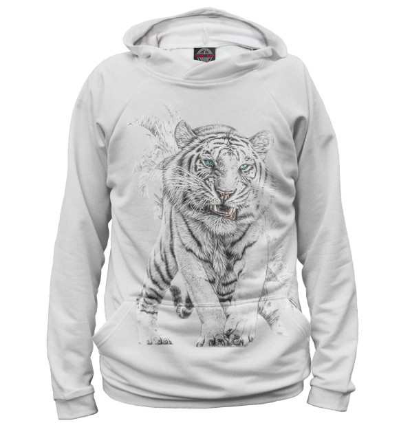 Женское худи с изображением Белый тигр цвета Белый