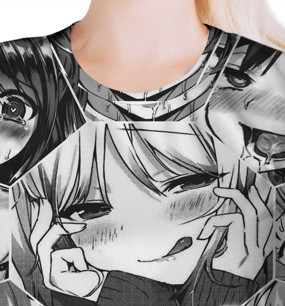 Футболка для девочек с изображением Ahegao | Ахэгао цвета Белый