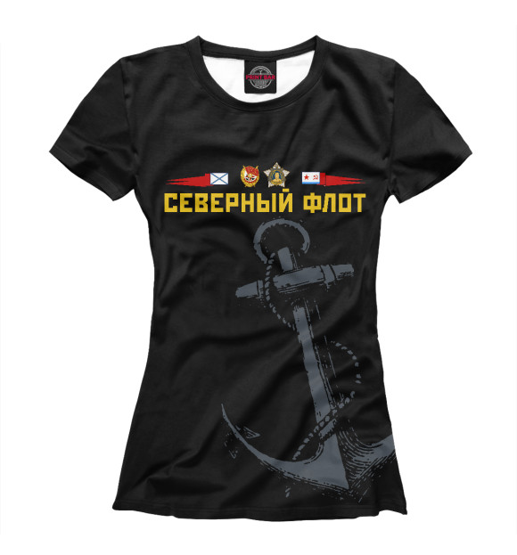 Футболка для девочек с изображением Северный флот цвета Белый